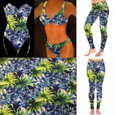 Virágmintás fürdőruha anyag - BLUE